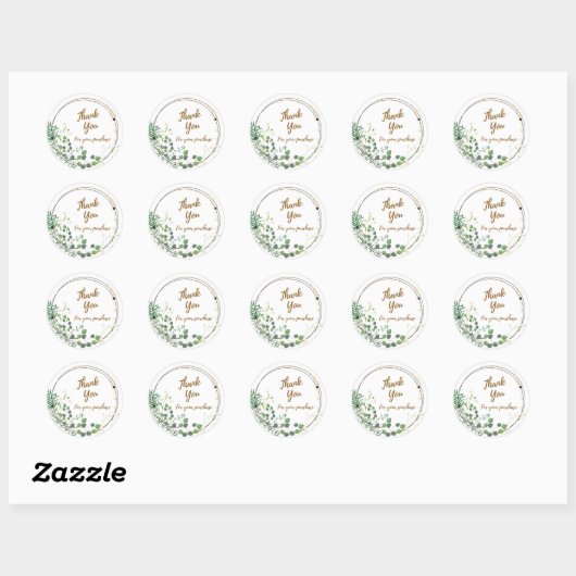 Daisy Greenery 'Thank You' Round Sticker (Vel)