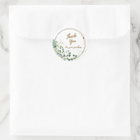 Daisy Greenery 'Thank You' Round Sticker (Tas)