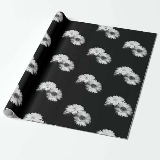 Daisy Greyscale Cadeaupapier (Uitgerold)