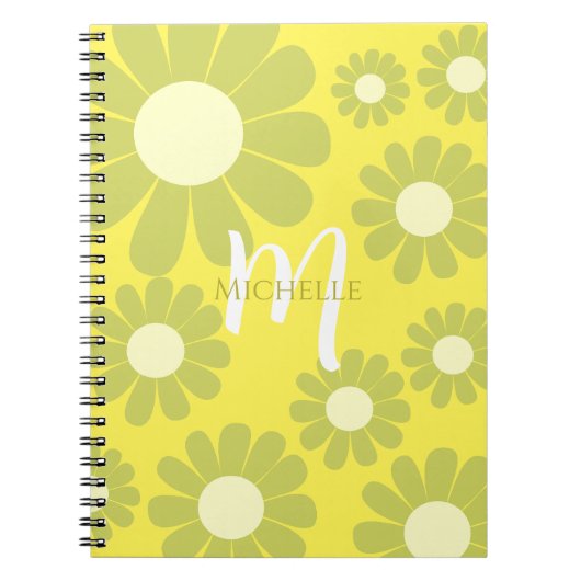Daisy Groen Geel Monogram Notitieboek (Voorkant)