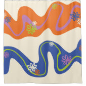 Daisy Groove Blauw, Sinaasappel, Paarse, Groen, & Douchegordijn (Voorkant)