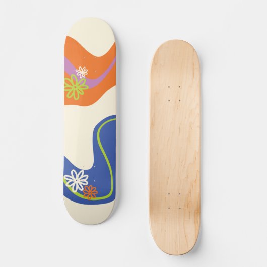 Daisy Groove Blauw, Sinaasappel, Paarse, Groen, &  Persoonlijk Skateboard (Voorkant)