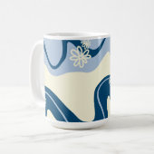 Daisy Groove - Dark Blue, Light Blue en Cream Koffiemok (Voorkant links)