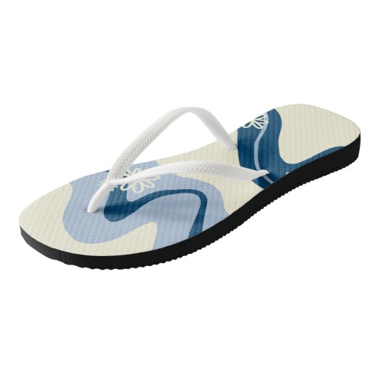 Daisy Groove - Dark Blue, Light Blue en Cream Teenslippers (Schuin)