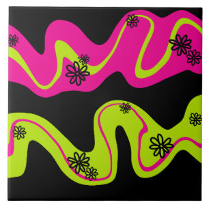 Daisy Groove in Lime Green, Hot Pink en Black Tegeltje
