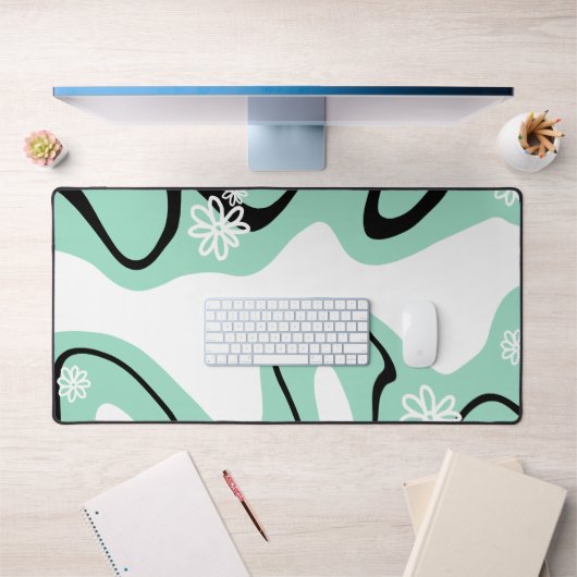 Daisy Groove in Mint Groen, Zwart en Wit Bureaumat (Kantoor 1)