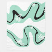 Daisy Groove in Mint Groen, Zwart en Wit Fleece Deken (Voorkant)