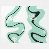 Daisy Groove in Mint Groen, Zwart en Wit Fleece Deken (Voorkant (Horizontaal))