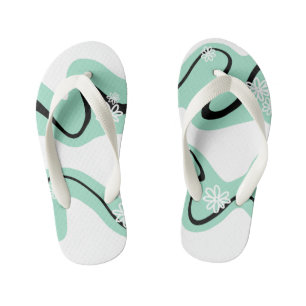 Daisy Groove in Mint Groen, Zwart en Wit Kinder Teenslippers