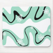 Daisy Groove in Mint Groen, Zwart en Wit Muismat (Voorkant)