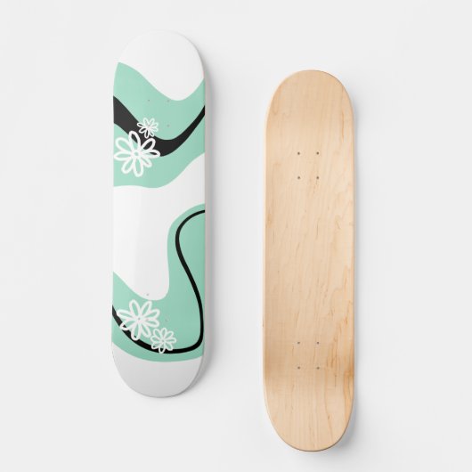 Daisy Groove in Mint Groen, Zwart en Wit Persoonlijk Skateboard (Voorkant)