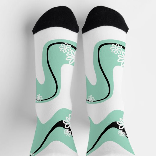 Daisy Groove in Mint Groen, Zwart en Wit Sokken (Top)
