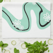 Daisy Groove in Mint Groen, Zwart en Wit Theedoek (Gevouwen)