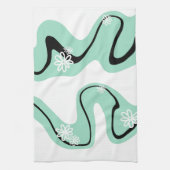 Daisy Groove in Mint Groen, Zwart en Wit Theedoek (Verticaal)