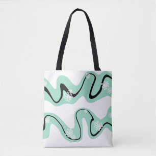 Daisy Groove in Mint Groen, Zwart en Wit Tote Bag