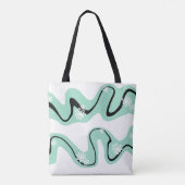 Daisy Groove in Mint Groen, Zwart en Wit Tote Bag (Achterkant)