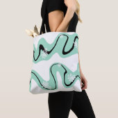 Daisy Groove in Mint Groen, Zwart en Wit Tote Bag (Dichtbij)