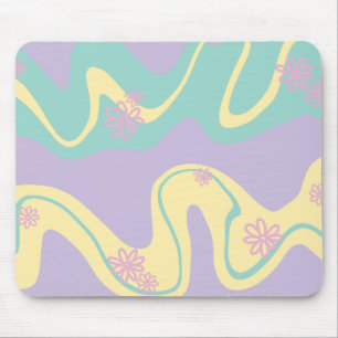 Daisy Groove Pastel Roze, Geel, Paarse & Groen Muismat