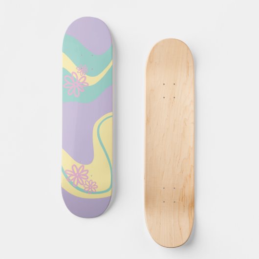 Daisy Groove Pastel Roze, Geel, Paarse & Groen Persoonlijk Skateboard (Voorkant)