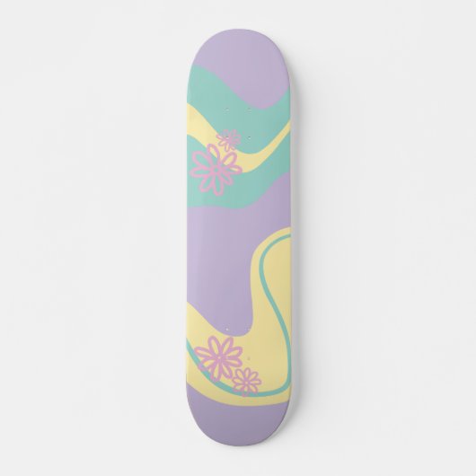 Daisy Groove Pastel Roze, Geel, Paarse & Groen Persoonlijk Skateboard (Voorkant)