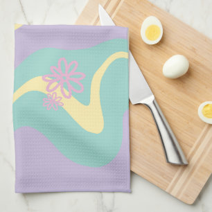 Daisy Groove Pastel Roze, Geel, Paarse & Groen Theedoek