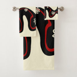 Daisy Groove - Red & Cream Bad Handdoek