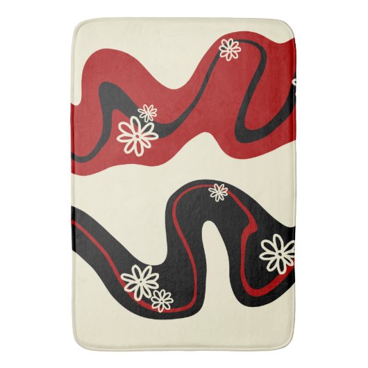 Daisy Groove - Red & Cream Badmat (Voorkant Verticaal)