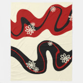 Daisy Groove - Red & Cream Fleece Deken (Voorkant)