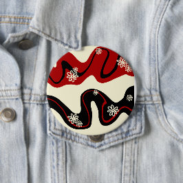 Daisy Groove - Red & Cream Ronde Button 4,0 Cm
