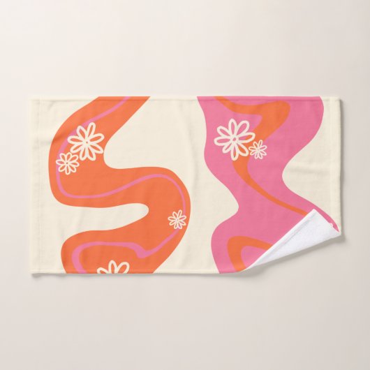 Daisy Groove - Roze, Oranje en crème Bad Handdoek (Handdoek)