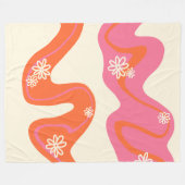 Daisy Groove - Roze, Oranje en crème Fleece Deken (Voorkant (Horizontaal))