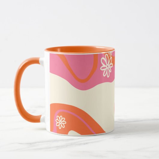 Daisy Groove - Roze, Oranje en crème Mok (Links)