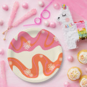 Daisy Groove - Roze, Oranje en crème Papieren Bordje (Feest)