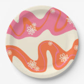 Daisy Groove - Roze, Oranje en crème Papieren Bordje (Voorkant)