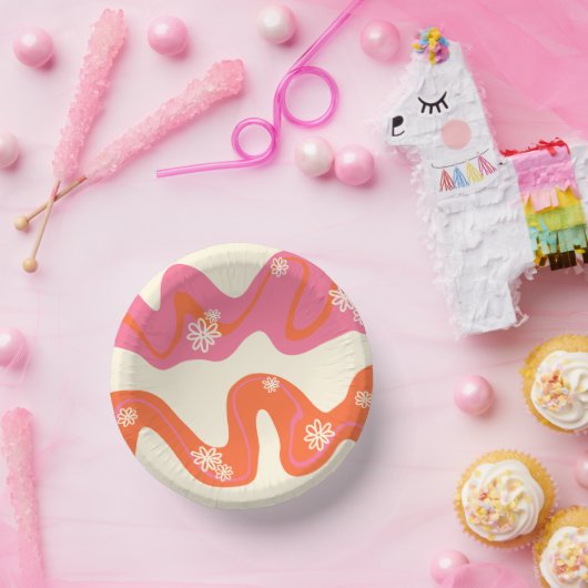 Daisy Groove - Roze, Oranje en crème Papieren Kommen (Feest)