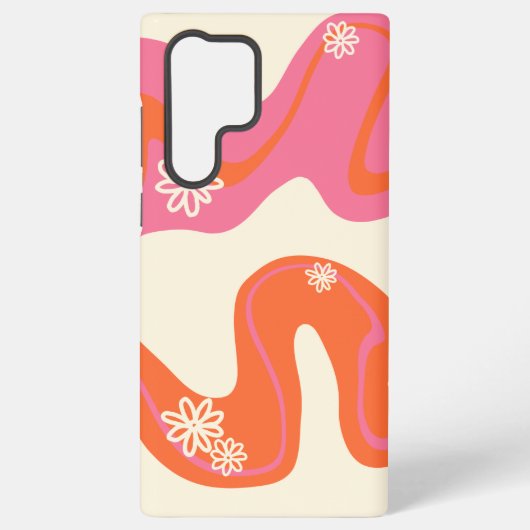 Daisy Groove - Roze, Oranje en crème Samsung Galaxy Hoesje (Achterkant)