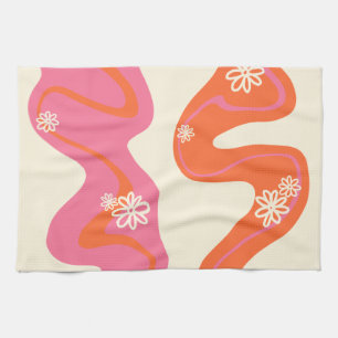 Daisy Groove - Roze, Oranje en crème Theedoek