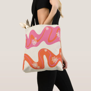 Daisy Groove - Roze, Oranje en crème Tote Bag