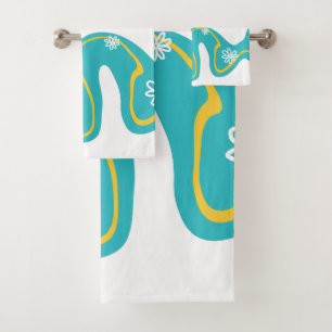 Daisy Groove - Turquoise en Geel Bad Handdoek