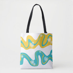Daisy Groove - Turquoise en Geel Tote Bag