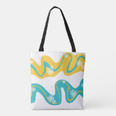 Daisy Groove - Turquoise en Geel Tote Bag (Achterkant)