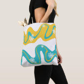 Daisy Groove - Turquoise en Geel Tote Bag (Dichtbij)