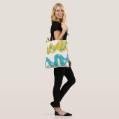 Daisy Groove - Turquoise en Geel Tote Bag (Op model)