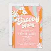 Daisy Groovy Baby shower Invitation Kaart (Voorkant)