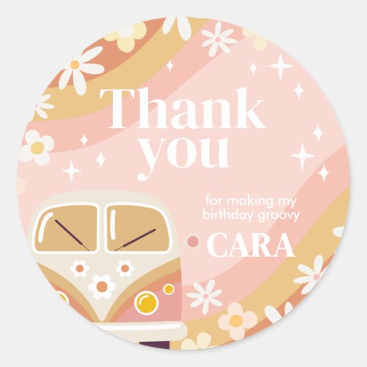 Daisy Groovy - Een verjaardagsfeestje Ronde Sticker (Voorkant)