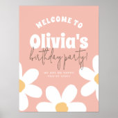 Daisy Groovy Meisje Verjaardagsfeestje Welkomstbor Poster (Voorkant)