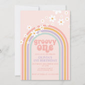 Daisy Groovy One pastaelregenboog, eerste verjaard Kaart (Voorkant)