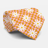 Daisy Groovy Retro Schaakbordpatroon, Y2K 90s Stropdas (Opgerold)