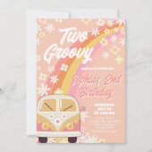 Daisy Groovy Twee verjaardagsfeestje Uitnodiging (Voorkant)