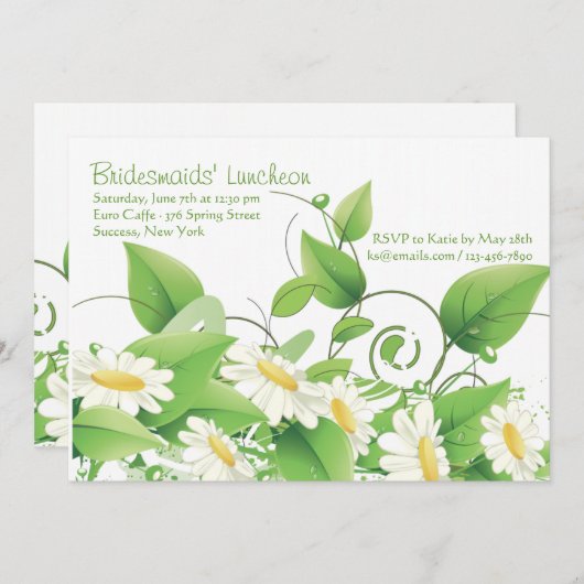 Daisy Grunge Invitation Kaart (Voorkant / Achterkant)